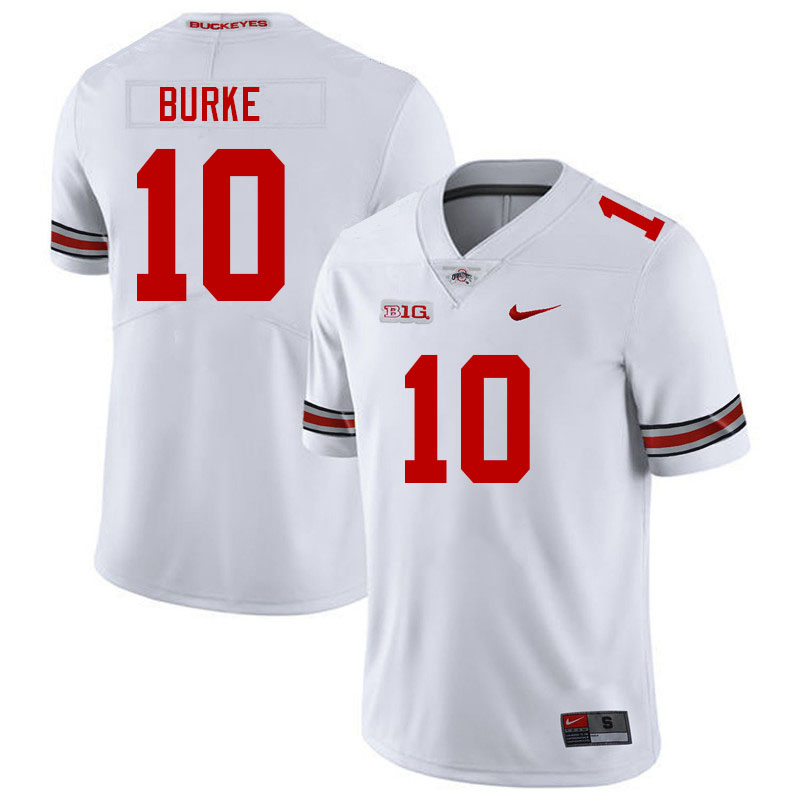 Men #10 Denzel Burke Ohio State Buckeyes College Football Jerseys Stitched-White